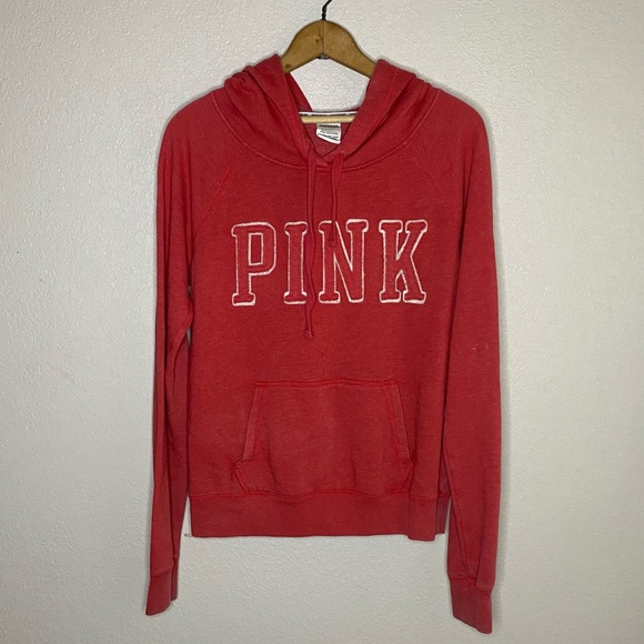 PINK Victoria's Secret Tops - PINK Victoria’s Secret Red/Pink Pull over hoodie Sweater